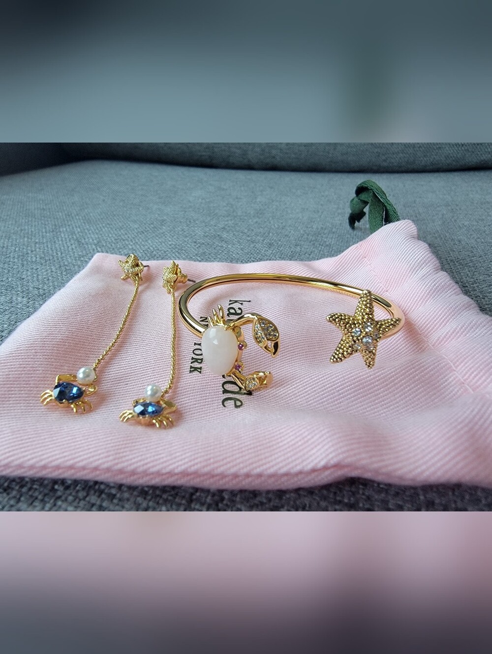 Kate Spade Ocean Jewelry Bundle — Starfish & Crab Set — Gold/Blue/Pearl - Picture 2 of 6